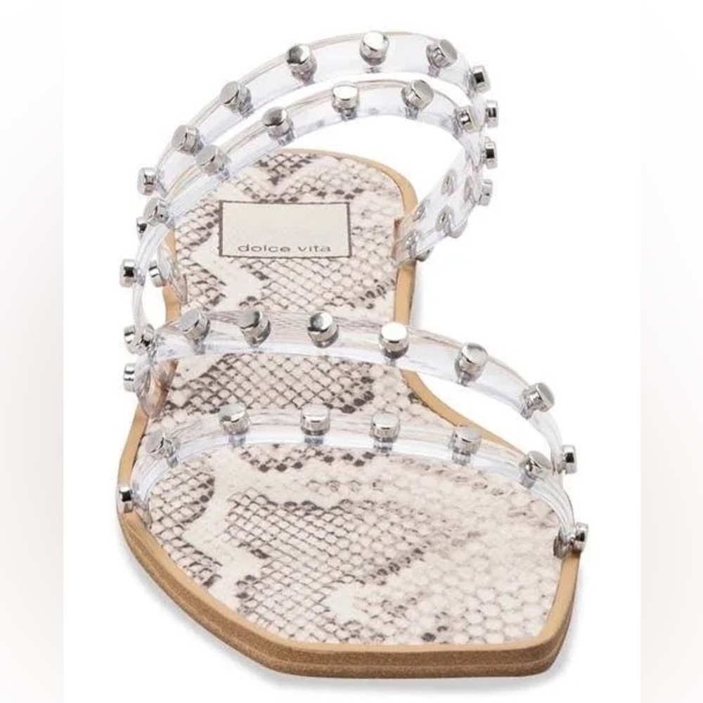 Dolce Vita Izabel Studded Crystal Vinyl Sandals - Size 8